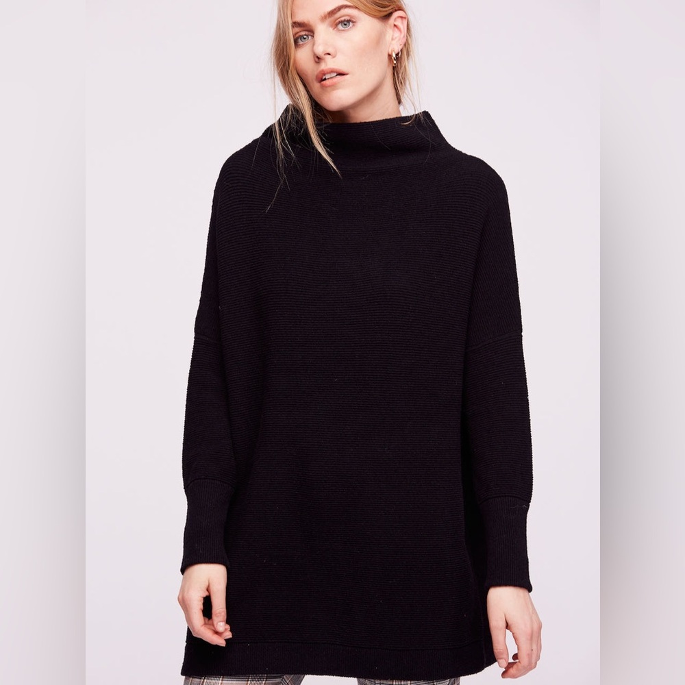 Free People Ottoman Tunic Sweater in Black